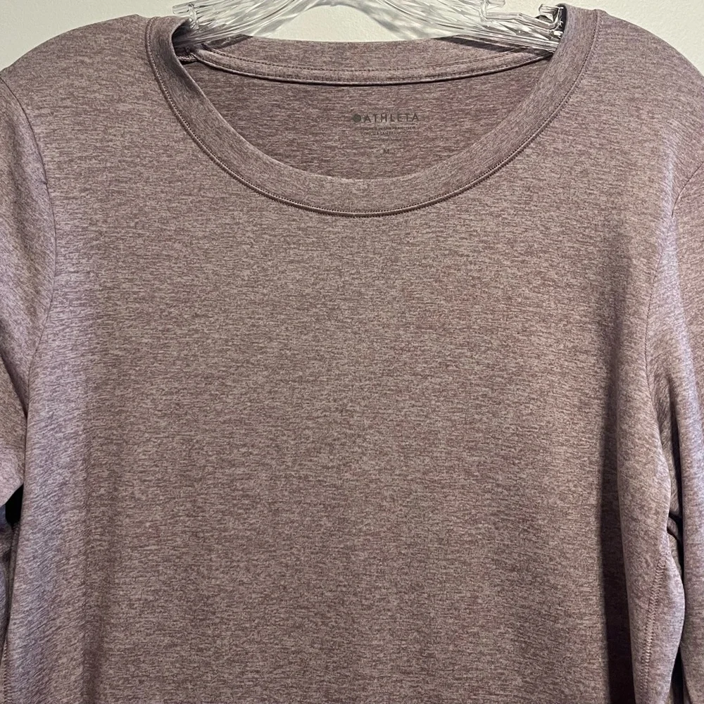 Athleta Uptempo Elevate Top Heathered Mauve Long Sleeve Performance Tee - Picture 4 of 10